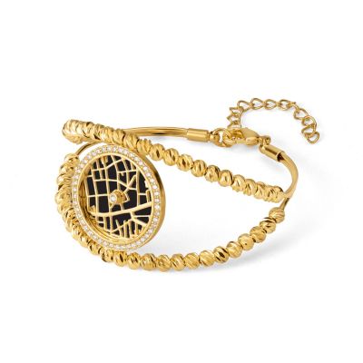 Crystal Spot Silhouette Map Bracelet [Gold Plated]