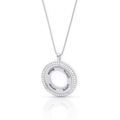 Eternal Circle Crystal Name Necklace [Sterling Silver]