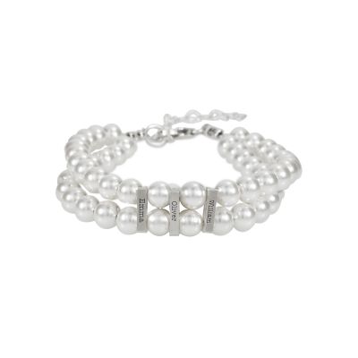 Pearl Duo Layered Name Bracelet [Sterling Silver]
