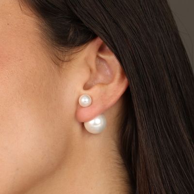 Double Pearl Earrings [Sterling Silver]