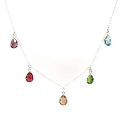 Enchanted Rain Necklace Horizontal - 5 Stones [Sterling Silver]