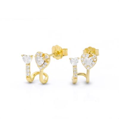 Crystal Heart Earrings [18K Gold Plated]