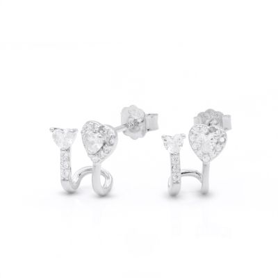 Crystal Heart Earrings [Sterling Silver]