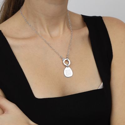 Emma Circle Heart Chain Name Necklace [Sterling Silver]