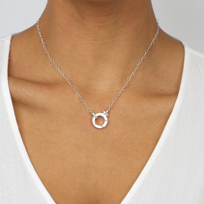 Emma Circle Heart Chain Necklace [Sterling Silver] - With Name Charms