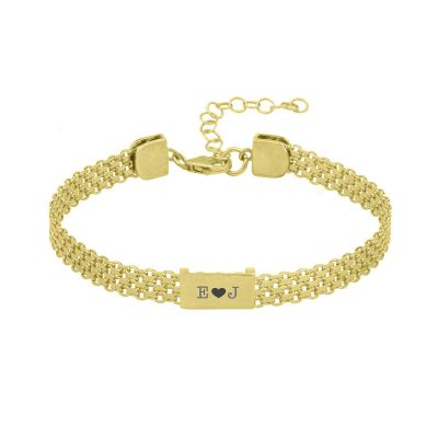 Emma Herringbone Initial Bracelet [18K Gold Vermeil]