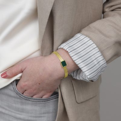 Milanese Chain Malachite Bracelet [18K Gold Plated]
