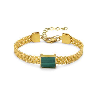 Emma Herringbone Malachite Bracelet [18K Gold Plated]