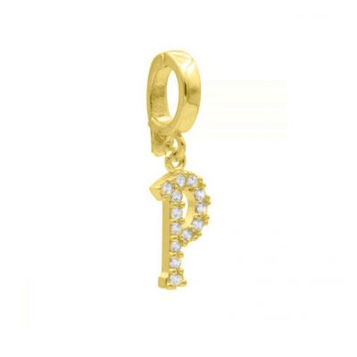 Emma Initial Charm with Crystals [18K Gold Vermeil]