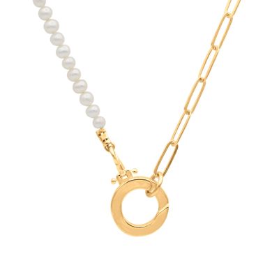 Emma Paperclip & Pearl Necklace [18K Gold Plated]