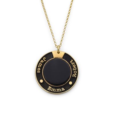 Enchanted Circle Onyx Name Necklace [18K Gold Vermeil]