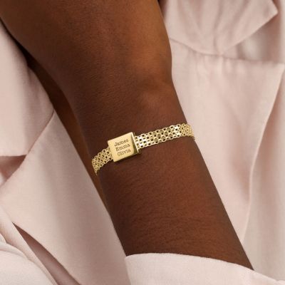Verzaubertes Milanaise Armband mit Gravur [750er vergoldet]