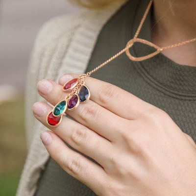 Enchanted Lariat Birthstone Necklace [Rose Gold Plated]