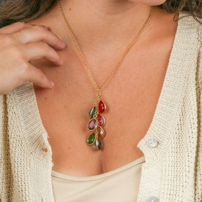 Betoverde Regen Geboortesteen Ketting [18K Goud Vermeil]