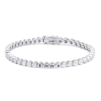 Mia Tennisarmband mit Herz und Initialen [Sterlingsilber]