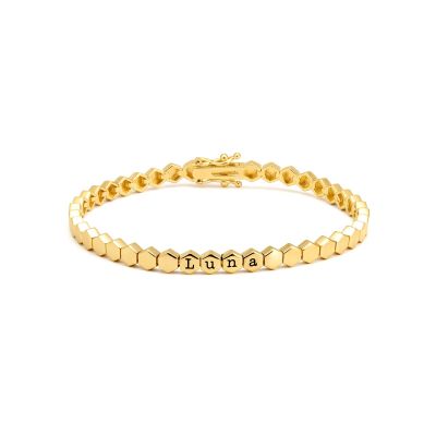 Bracelet à Initiales Mia Tennis Hexagone [Vermeil 18ct]