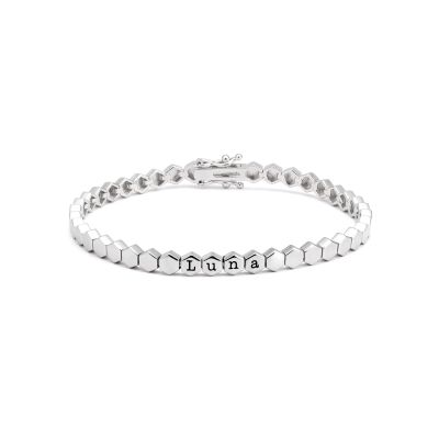 Bracelet à Initiales Mia Tennis Hexagone [Argent 925]