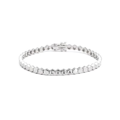 Bracelet à Initiales Mia Tennis Hexagone [Argent 925]
