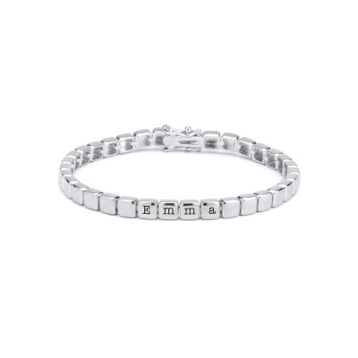 Mia Tennis Cube Initials Bracelet  [Sterling Silver]