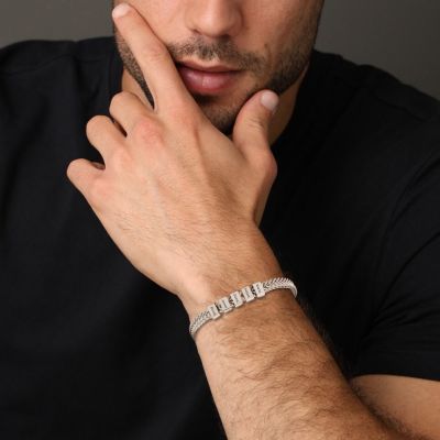 Gegraveerde Gevlochten Ketting Armband Voor Mannen