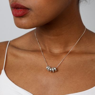 Collier Prénom Charmes De Famille - Cristaux Blancs [Argent 925]