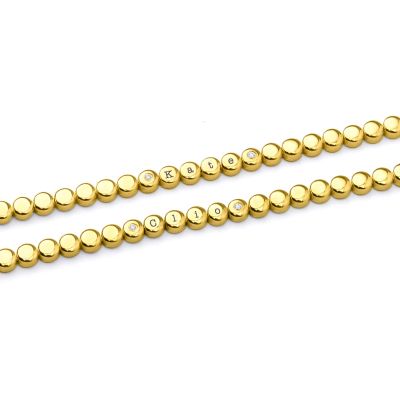 Mia Engraved Dot Bracelet with Diamonds [18K Gold Vermeil]
