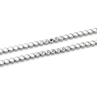 Mia Tennis Engraved Bracelet with Diamonds [Sterling Silver]