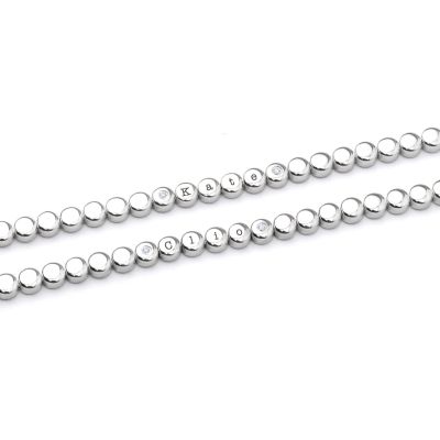 Mia Engraved Dot Bracelet with Diamonds [Sterling Silver]