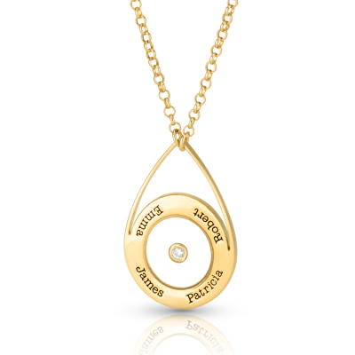 Floating Teardrop Diamond Name Necklace [18K Gold Plated]