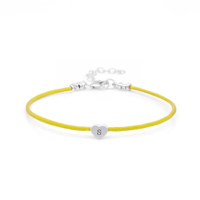 Ties of Heart Initial Bracelet - Yellow Cord [Sterling Silver]