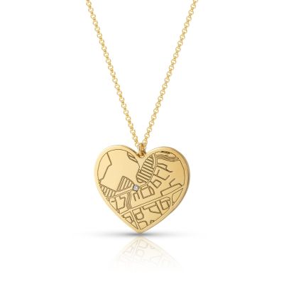 Ties of Heart Engraved Map Necklace [18K Gold Vermeil]