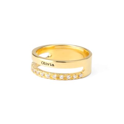 Zusammengebundener gravierter Diamantring [750er Gold Vermeil]