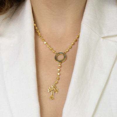 Eternity Circle Cross Necklace with Names - Dark Circle [18K Gold Plated]
