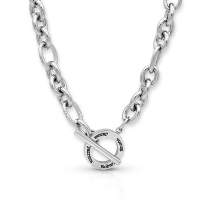 Eternity Circle Figaro Chain Necklace
