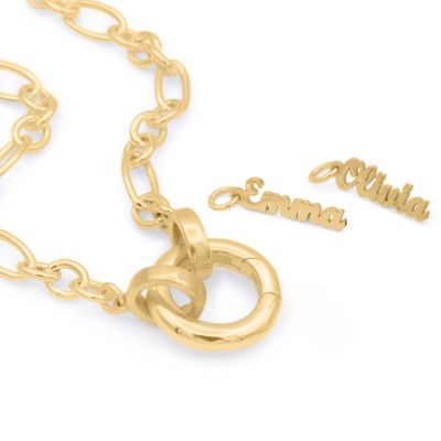 Eternity Circle Link Chain Necklace [18K Gold Vermeil] - with Name Charms