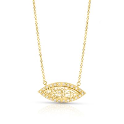 Diamond Evil Eye Map Necklace [14 Karat Gold]