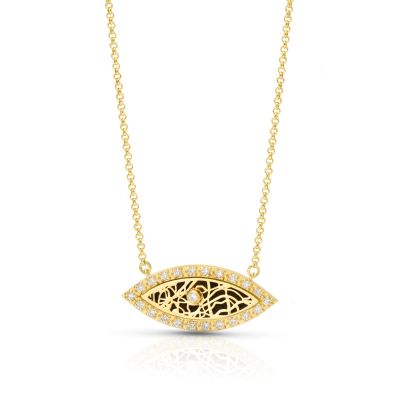 Diamond Evil Eye Silhouette Map Necklace [14 Karat Gold]
