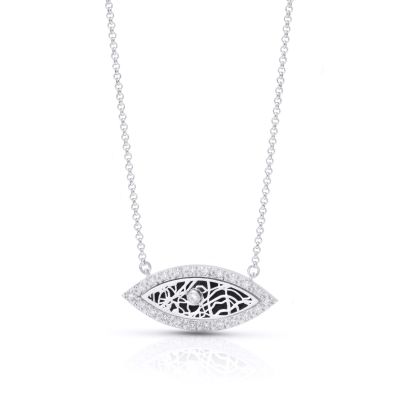 Diamond Evil Eye Silhouette Map Necklace [Sterling Silver]