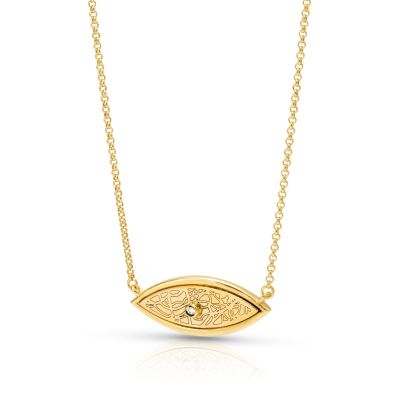 Evil Eye Engraved Map Necklace [18K Gold Vermeil]