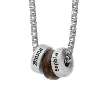 Family Charms Men Name Necklace - Sterling Silver