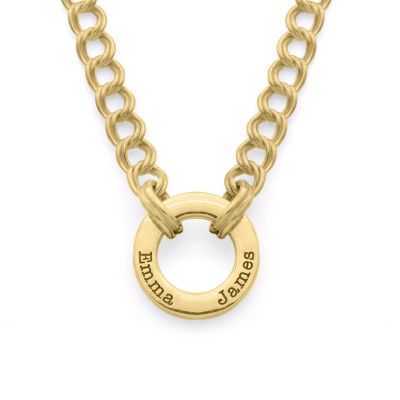 Family Circle Curb Chain Necklace [18K Gold Plated]