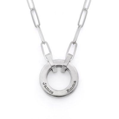 Family Circle Link Chain Name Necklace [Sterling Silver]