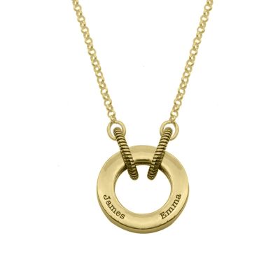 Family Circle Rolo Chain Name Necklace [18K Gold Plated]