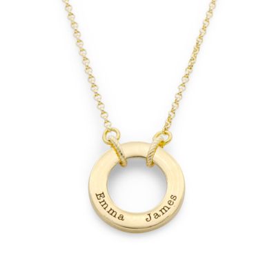 Family Circle Name Necklace - Rolo Chain [14 Karat Gold]