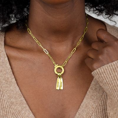 Vertical Bar Name Charm [18K Gold Plated]