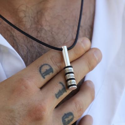 Family Circles Name Necklace for Men - Sterling Silver