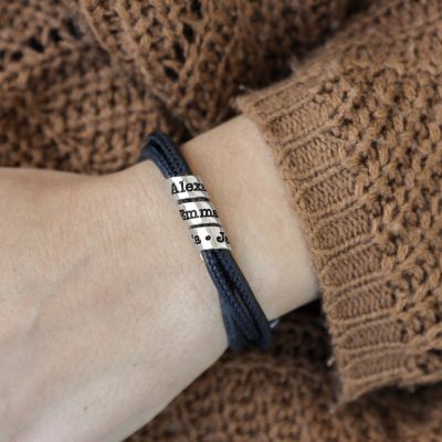 Family Name Bracelet - Black Suede [Sterling Silver]