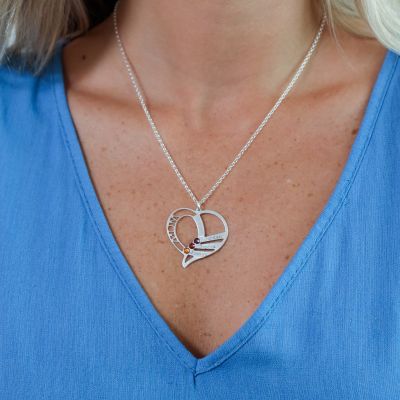 Collier Cœur de Famille avec Pierres de Naissance et Noms [Argent 925]