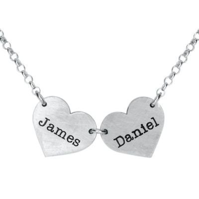 Family Hearts Name Necklace [Sterling Silver]