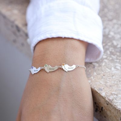 Family Path Name and Birthstone Bracelet [Sterling Silver]